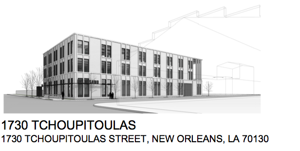 Renderings of 1730 Tchoupitoulas by Eskew+Dumez+Ripple via City of New Orleans.