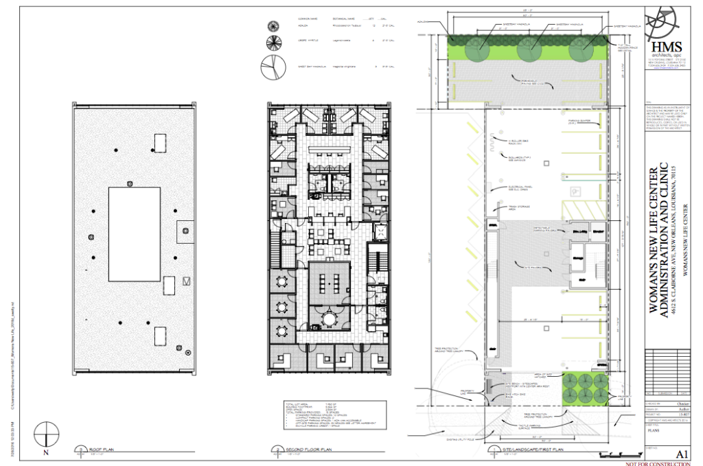Plans of the new building at 4612 South Claiborne Avenue by HMS Architects via City of New Orleans
