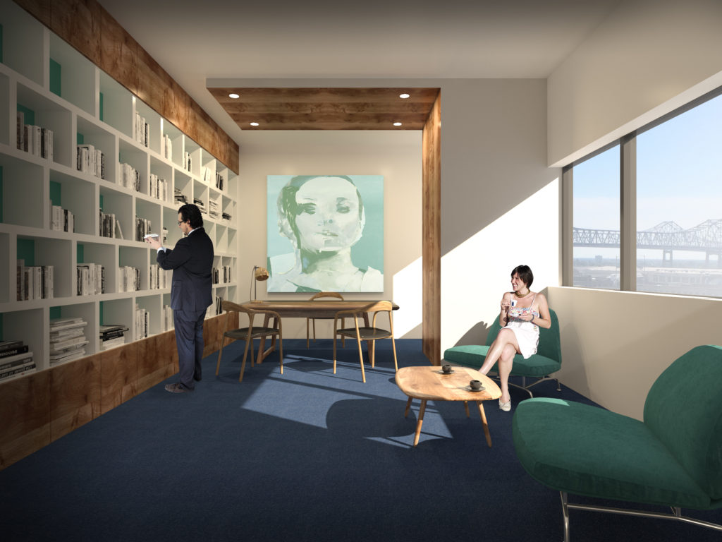 Rendering of the, expanded, Launch Pad space at 400 Poydras Street. Rendering via Launch Pad.